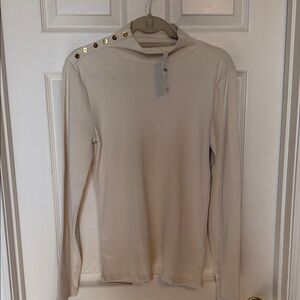 J. Crew Cream Top with Gold Accents